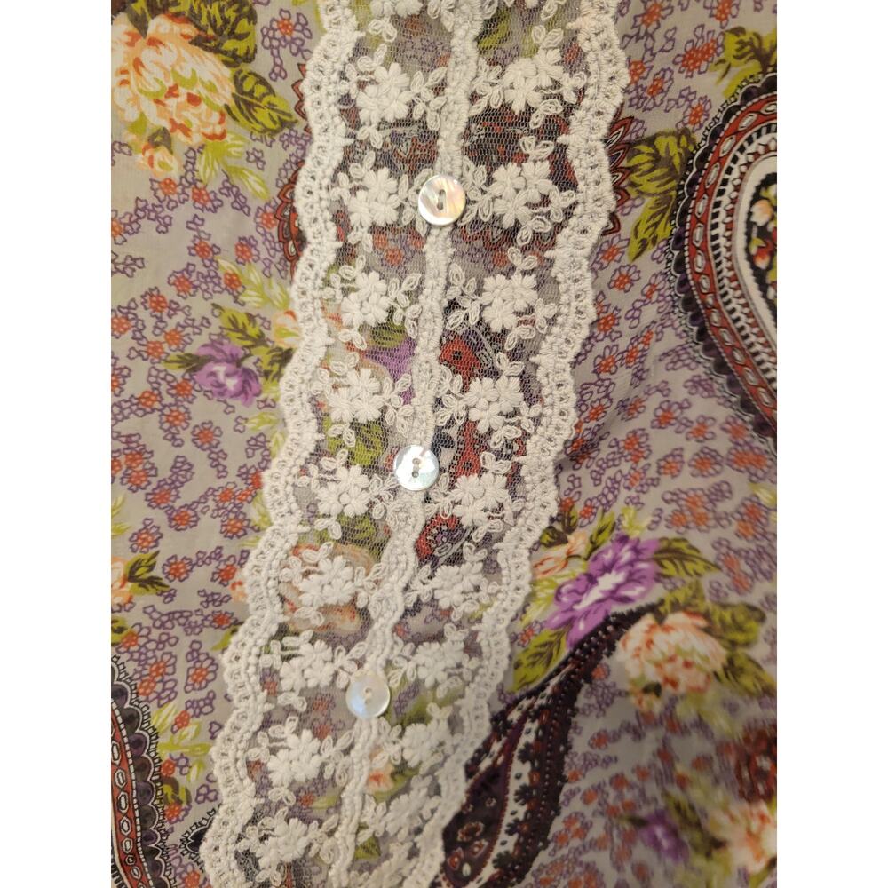 H.I.P‎ Happening in the present M Boho Fairy Y2K Floral Paisley Lace Blouse - Picture 7 of 7
